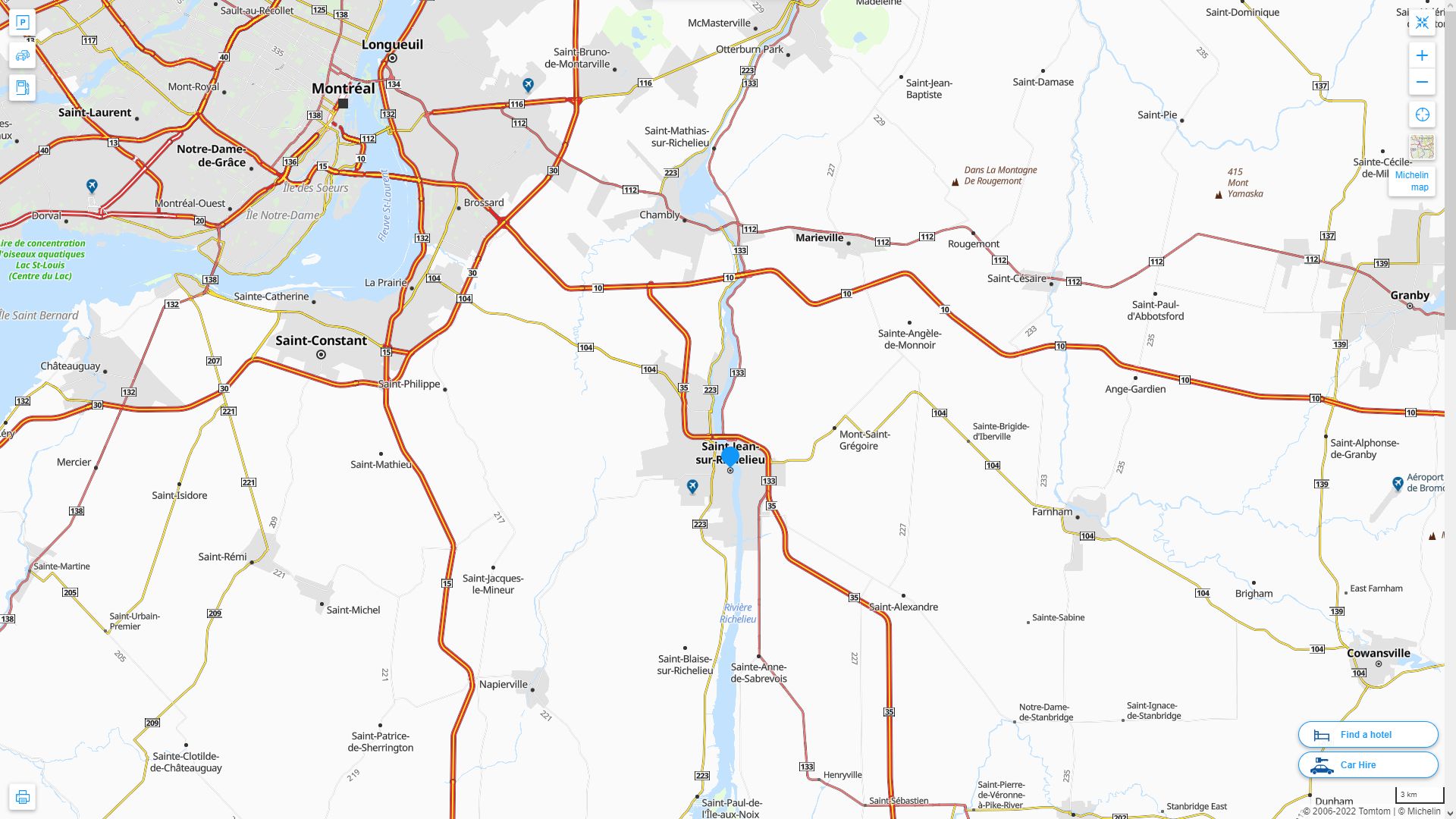 Saint Jean sur Richelieu Highway and Road Map